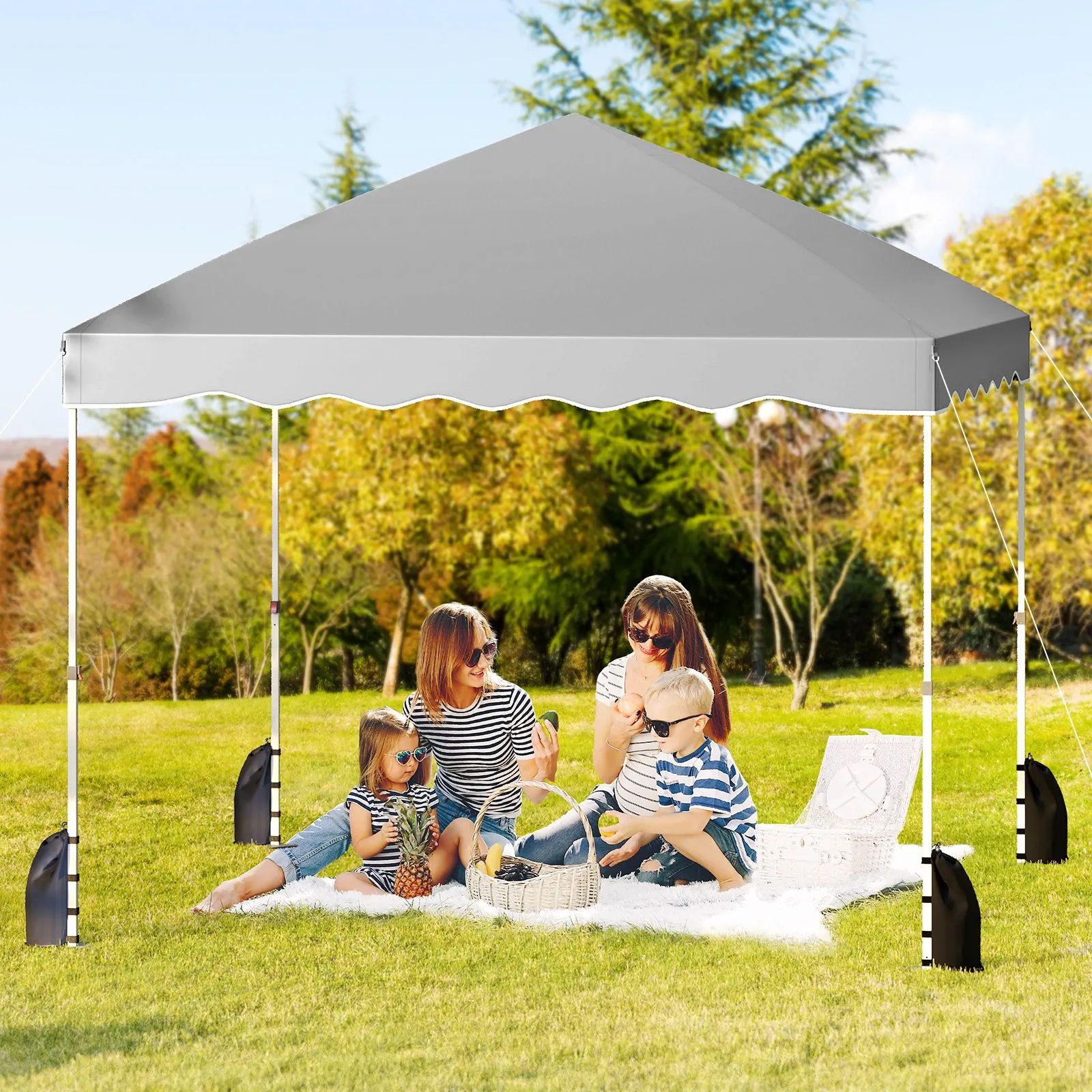 Costway 300 x 300 cm Pop up Canopy Tent Portable Foldable Patio Shelter in Grey 3