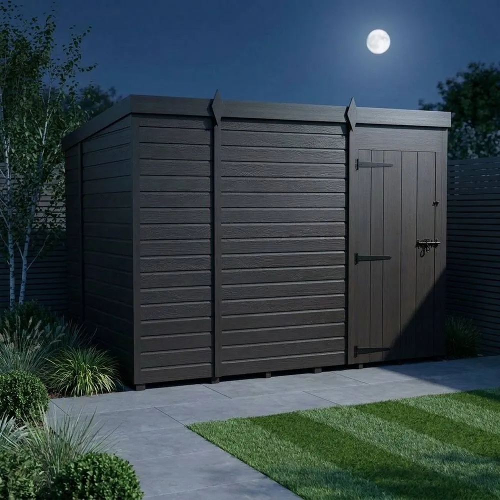 Buttercup Farm 9ft x 10ft Composite Pent Garden Shed Single Door No Windows - Grey 3