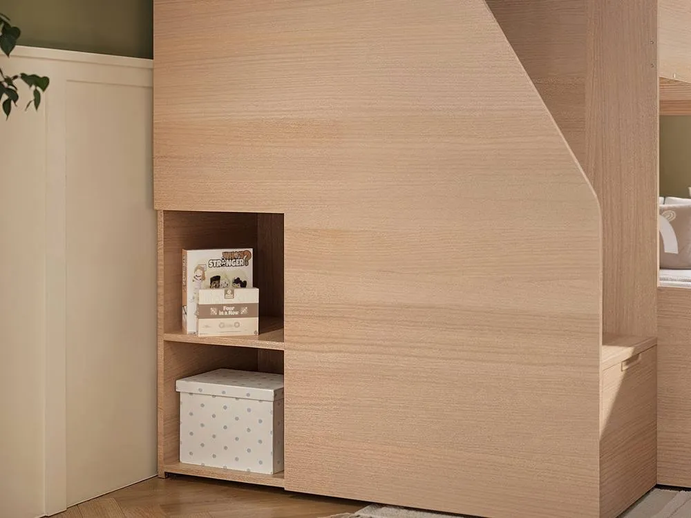 Flair Dreamland House Triple Bunk Bed with Staircase in Light Oak 3