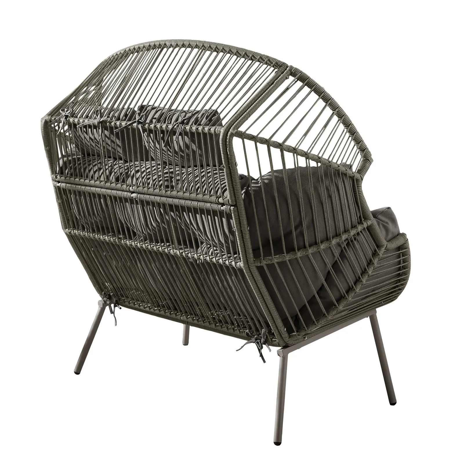 FurnitureboxUK Egg Grey Indoor / Outdoor Rattan Double Chair 3