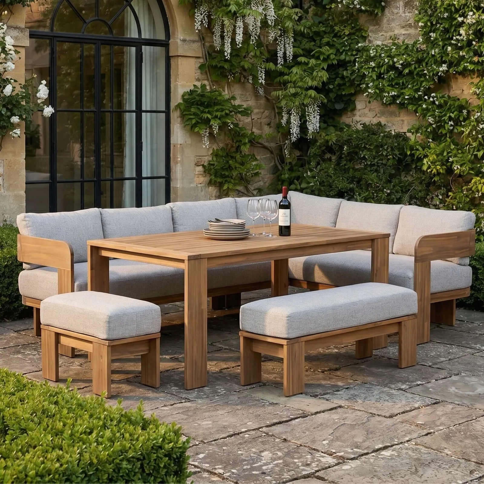 Tignale Corner Dining Set, Wooden, Grey | Barker & Stonehouse