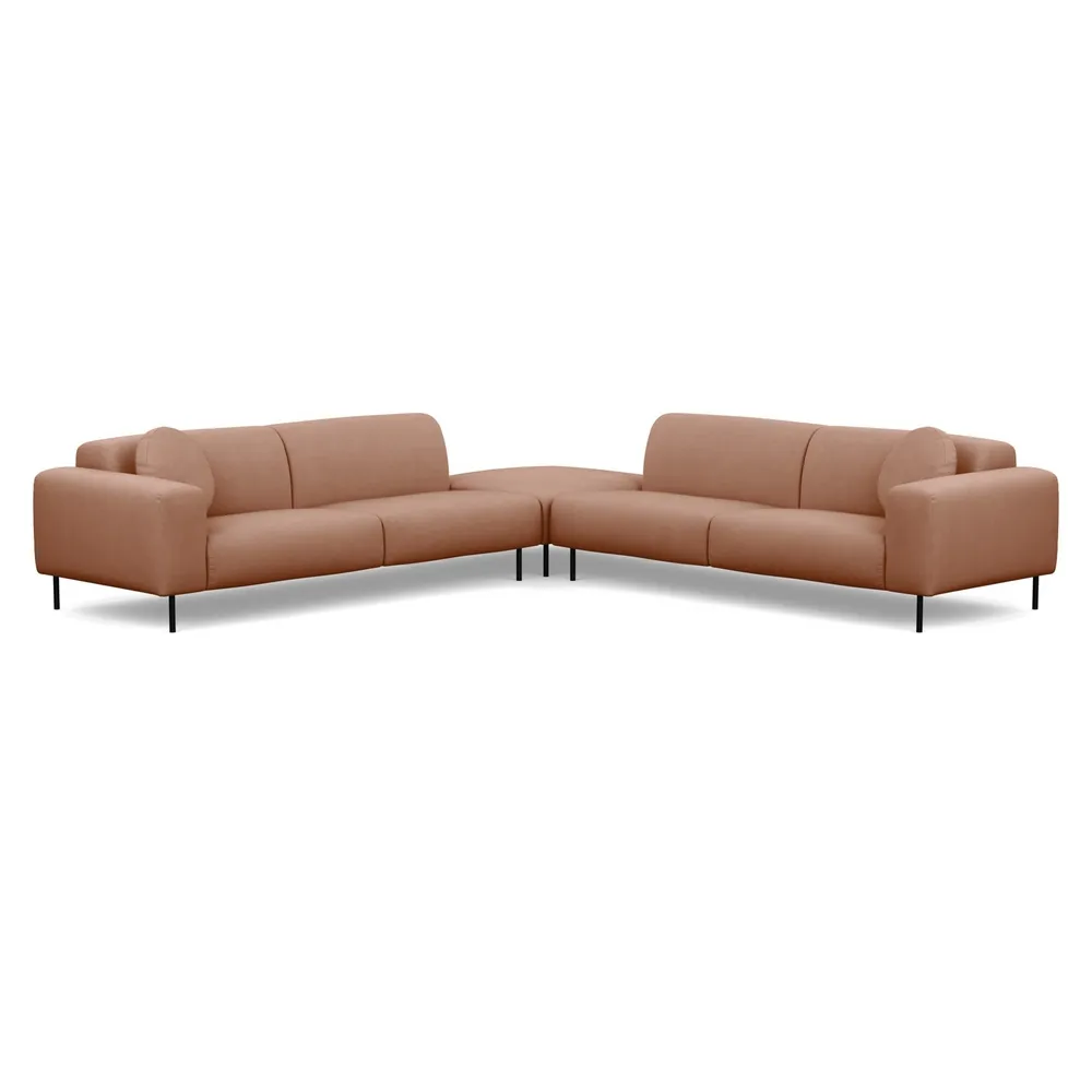 Heal's Luna Large Corner Sofa Siena Cotton Clay Black Feet
