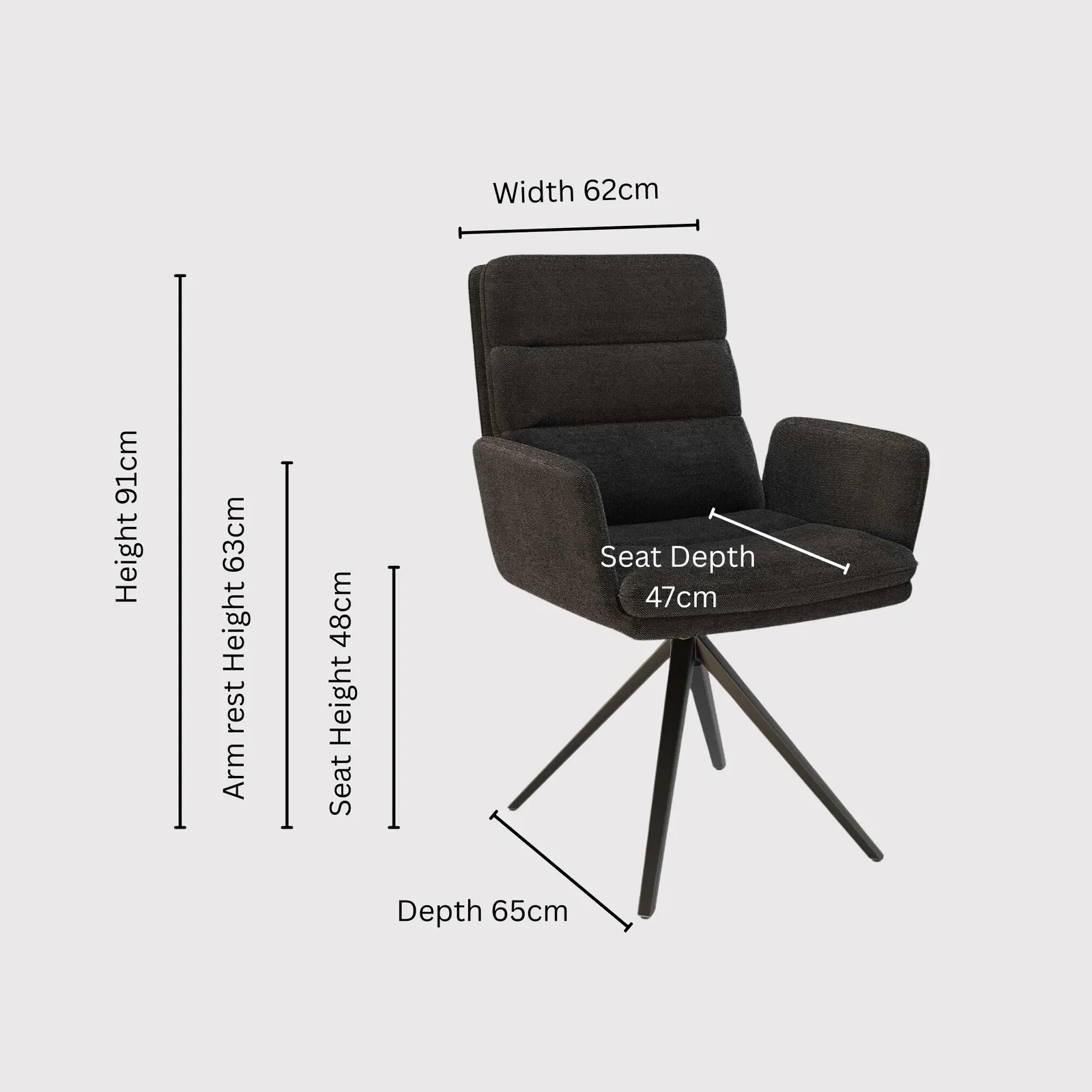 Innsbruck Swivel Dining Chair, Grey Fabric | Barker & Stonehouse 4