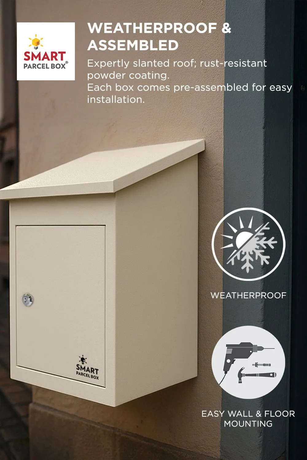 Homescapes Smart Parcel Box® Medium Front Access Secure Delivery Box in Natural 4