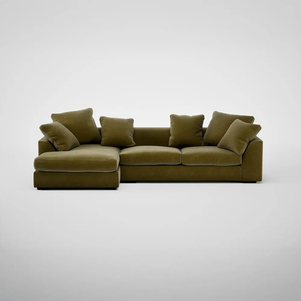Heal's Cumulus Left Hand Facing Corner Sofa Smart Luxe Velvet Peridot Black Feet 1