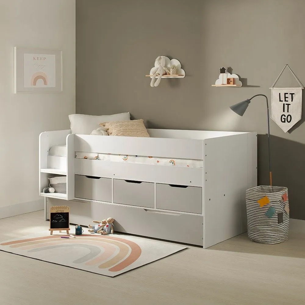 Flair Lars Low Cabin Bed with Trundle & Storage Drawers in White 2