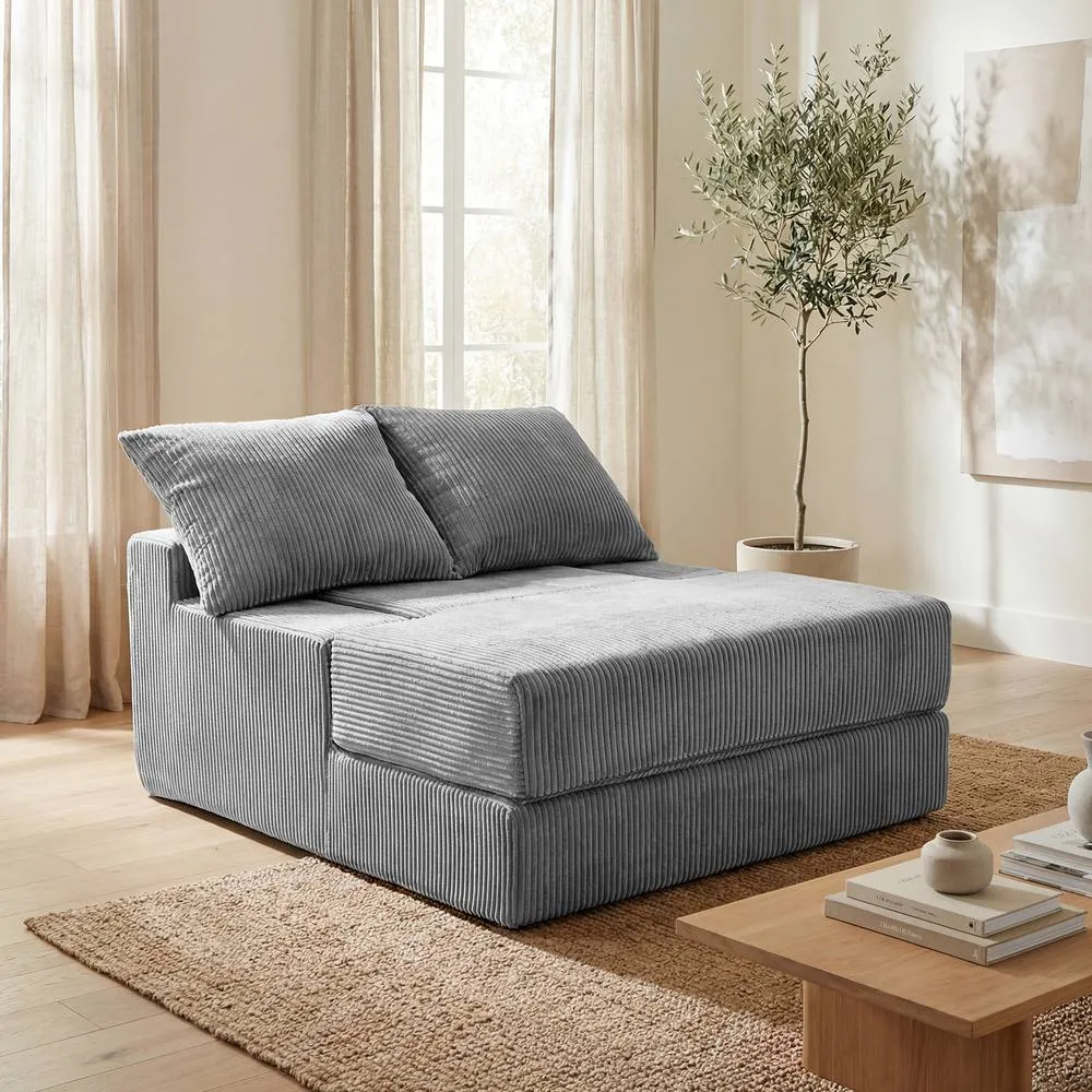 Costway Folding Sofa Bed Convertible Sleeper Chair with Dual Pillows in Grey 4