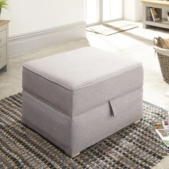 Orbis Fabric Storage Foot Stool Square In Light Grey Hopsack