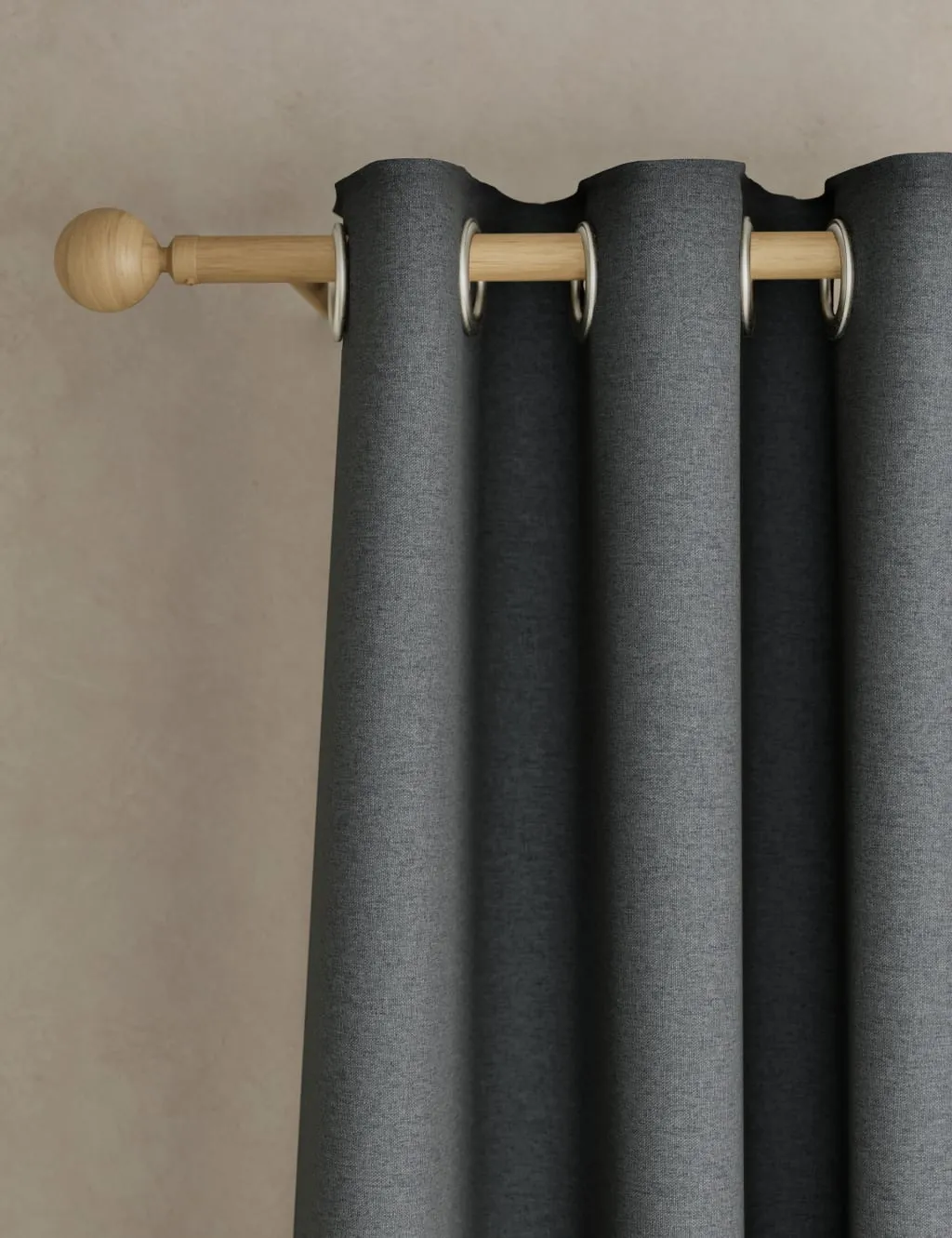 M&S Brushed Eyelet Ultra Thermal Blackout Curtains Charcoal Mix