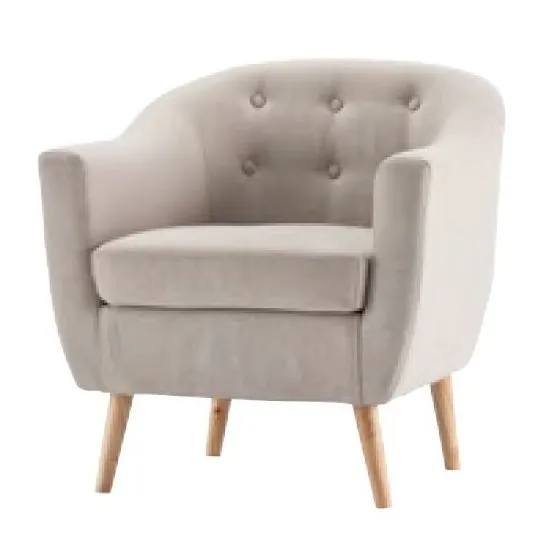 Morrill Woven Fabric Accent Chair In Natural With Oak Legs