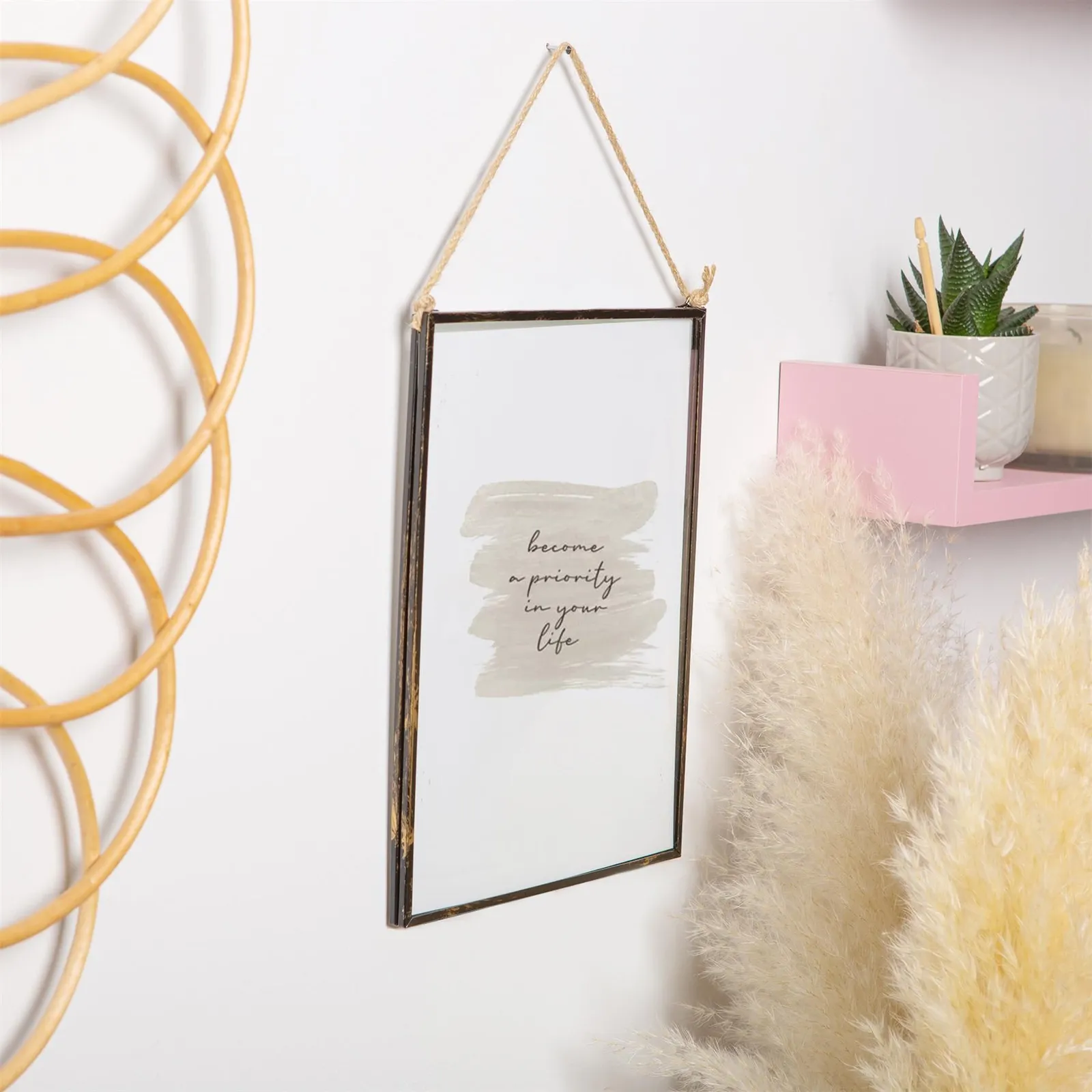Nicola Spring 2x Hanging Metal Photo Frames - 8" x 10" - Picture Frame Wall Mounted Frame with Rope in Black 5