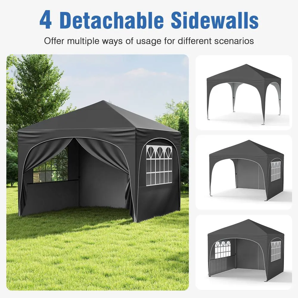 Costway 300x300cm Pop up Canopy Tent Portable Foldable Beach Sun Shelter in Grey 4