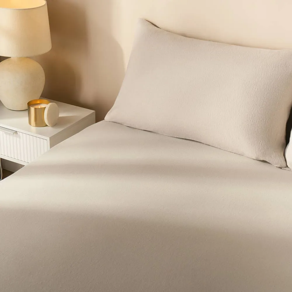 OHS Essential Brushed Cotton Soft Fitted Bed Sheet in Stone | Size: King Fitted