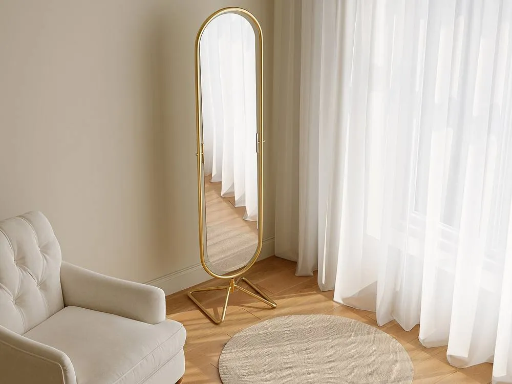Vente-unique Freestanding Metal Swivel Mirror - L45 X H171 Cm - Gold - ASATU