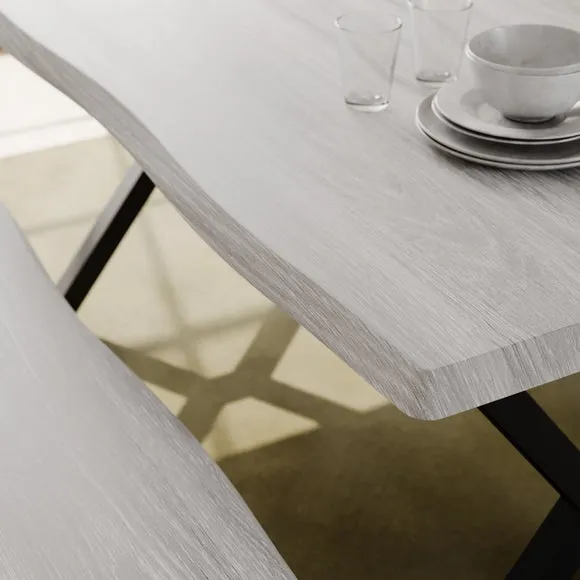 Ezra II 6 Seater Rectangular Dining Table with 2 Benches 3