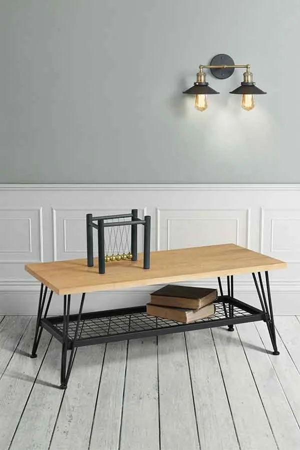 Felix Industrial Coffee Table - Solid oak and steel
