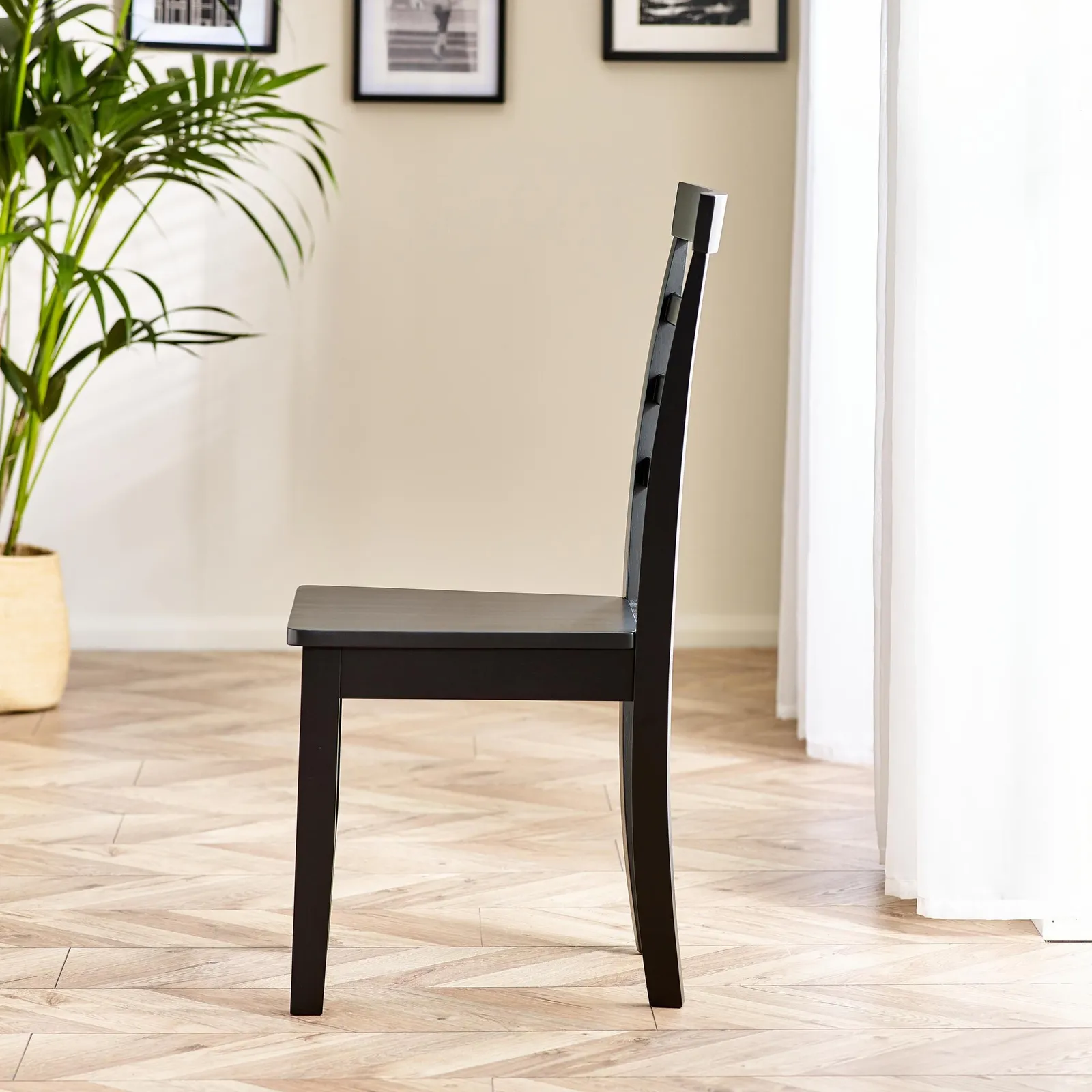 FurnitureboxUK Set of 2 Whitby Solid Wood Dining Chairs in Black 5