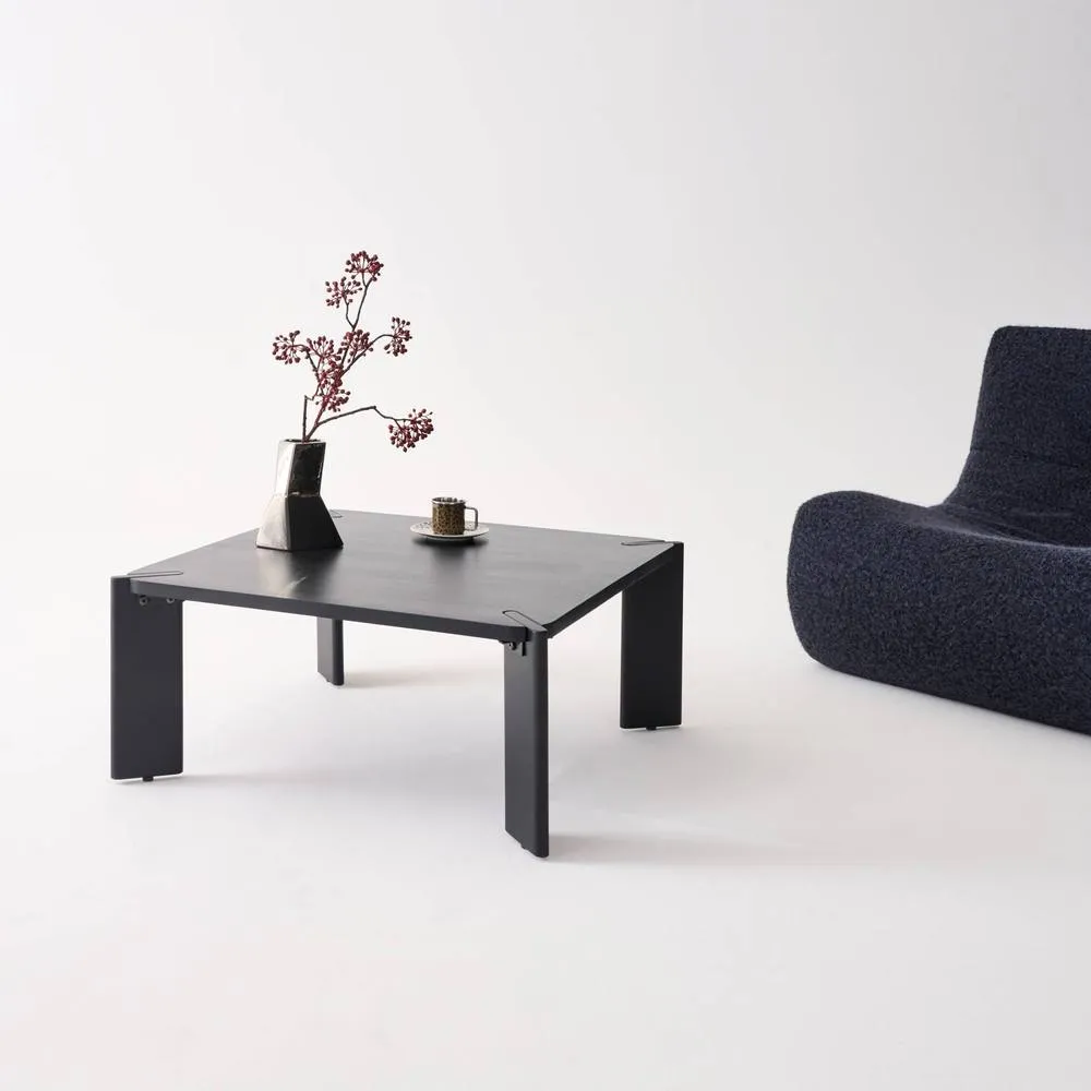 sweeek Exotic Square Solid Wood Coffee Table in Black 5