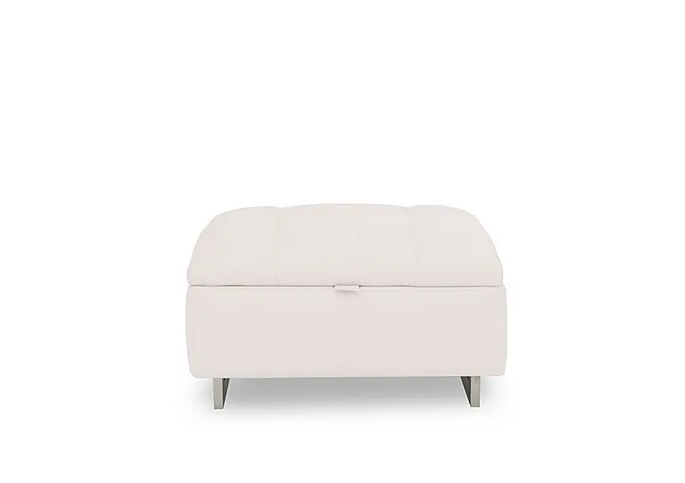 Moet Large Leather Storage Footstool - Cotton