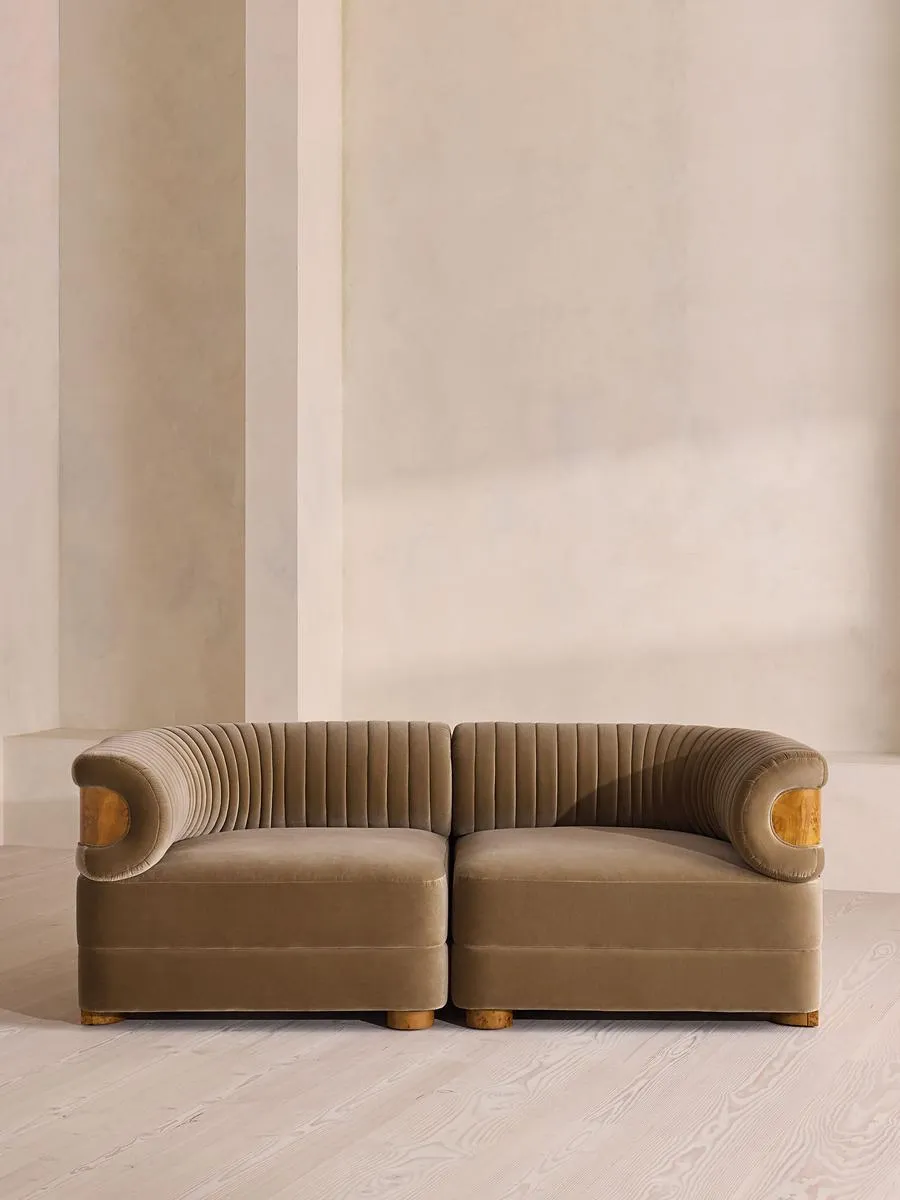 Caleb Modular Sofa, Three Seater, Velvet, Truffle, Dark Burl