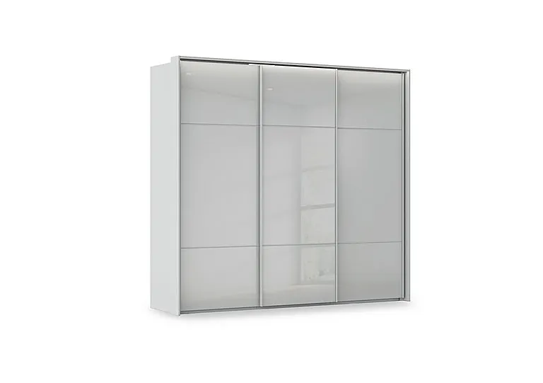 Haven 250cm 3 Door Slider Wardrobe with Glass Doors and Lights