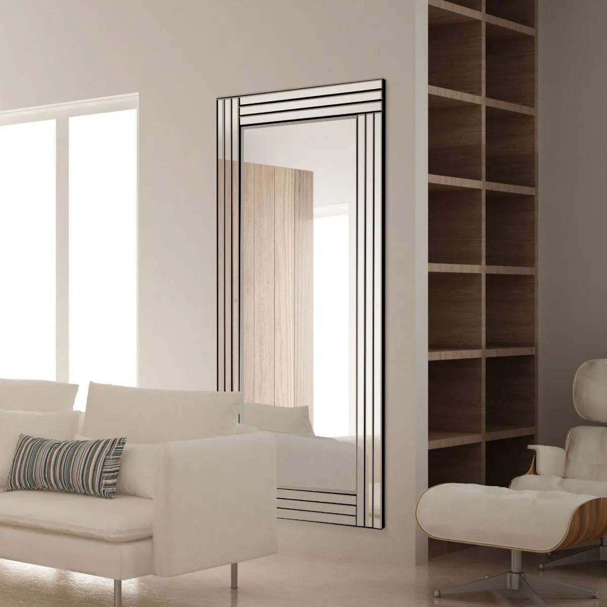 MirrorOutlet Oakley All Glass Triple Edge Bevelled Full Length Mirror 174 x 85 CM in Silver 6