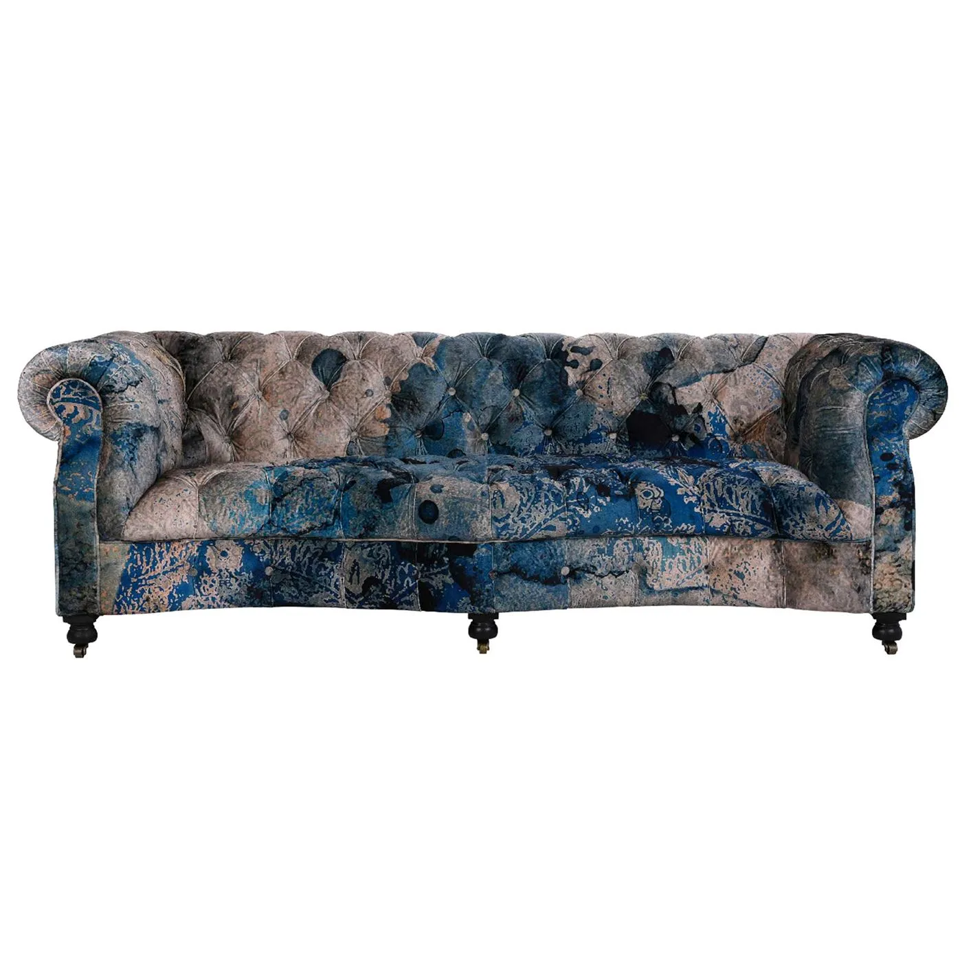 Timothy Oulton Serpentine Chesterfield Sofa 3 Seater, Blue Fabric | Barker & Stonehouse 5