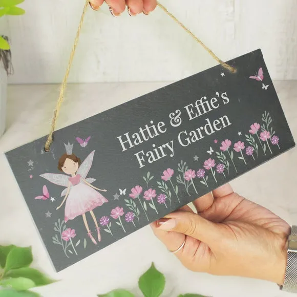 Personalised Fairy Princess Garden Slate Sign 4