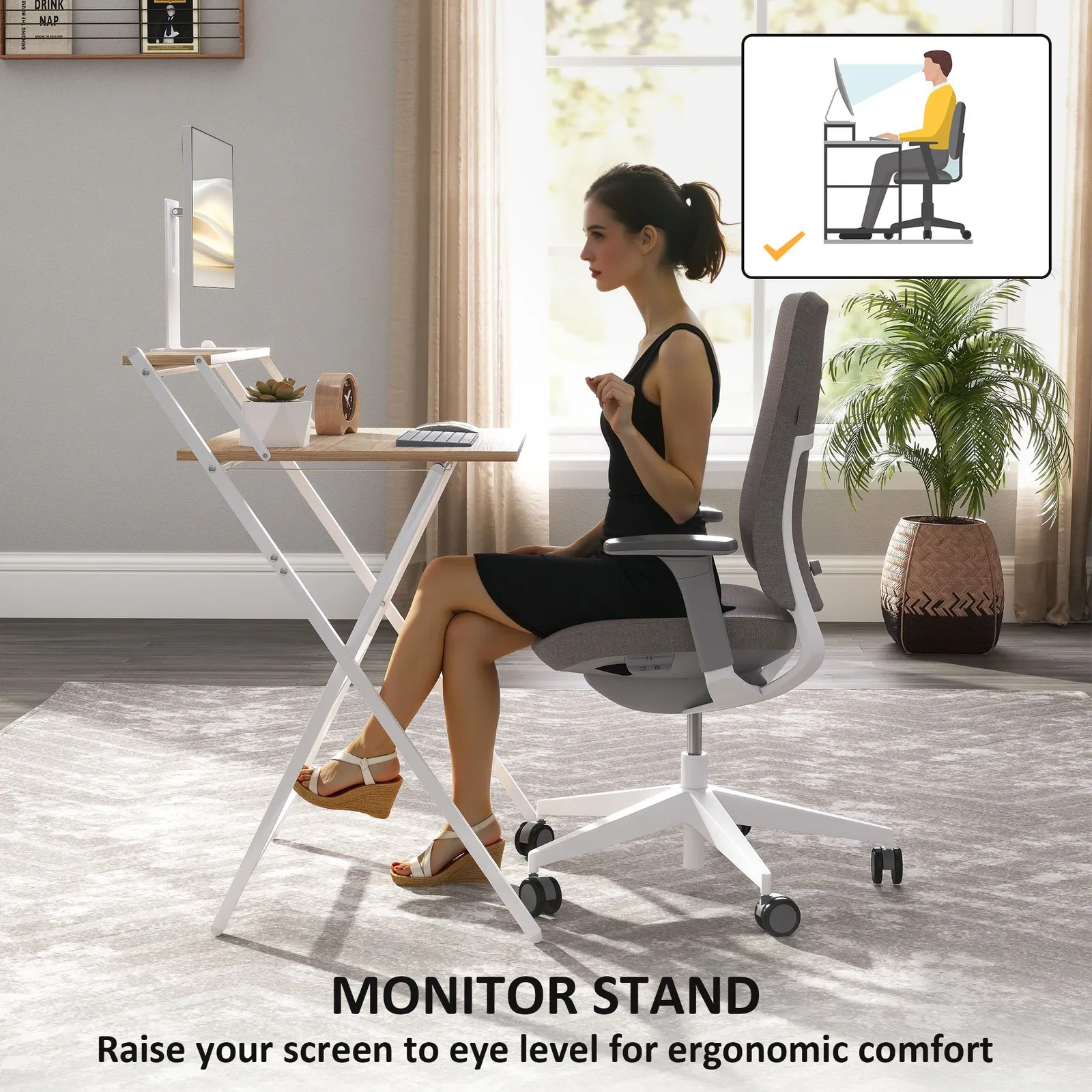 HOMCOM 70 cm Folding Computer Desk for Small Spaces Bedroom in Natural 6
