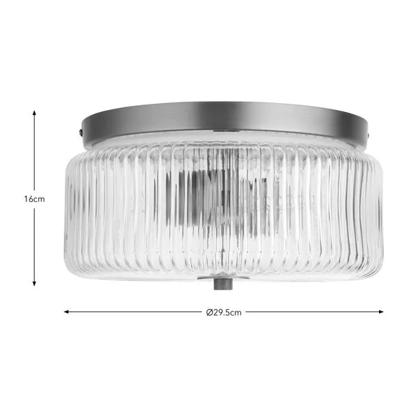 Tobias Ribbed Bathroom Flush Ceiling Light 6