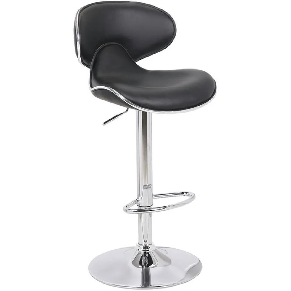 netfurniture Dove Black Kitchen Bar Stool Padded Back Height Adjustable