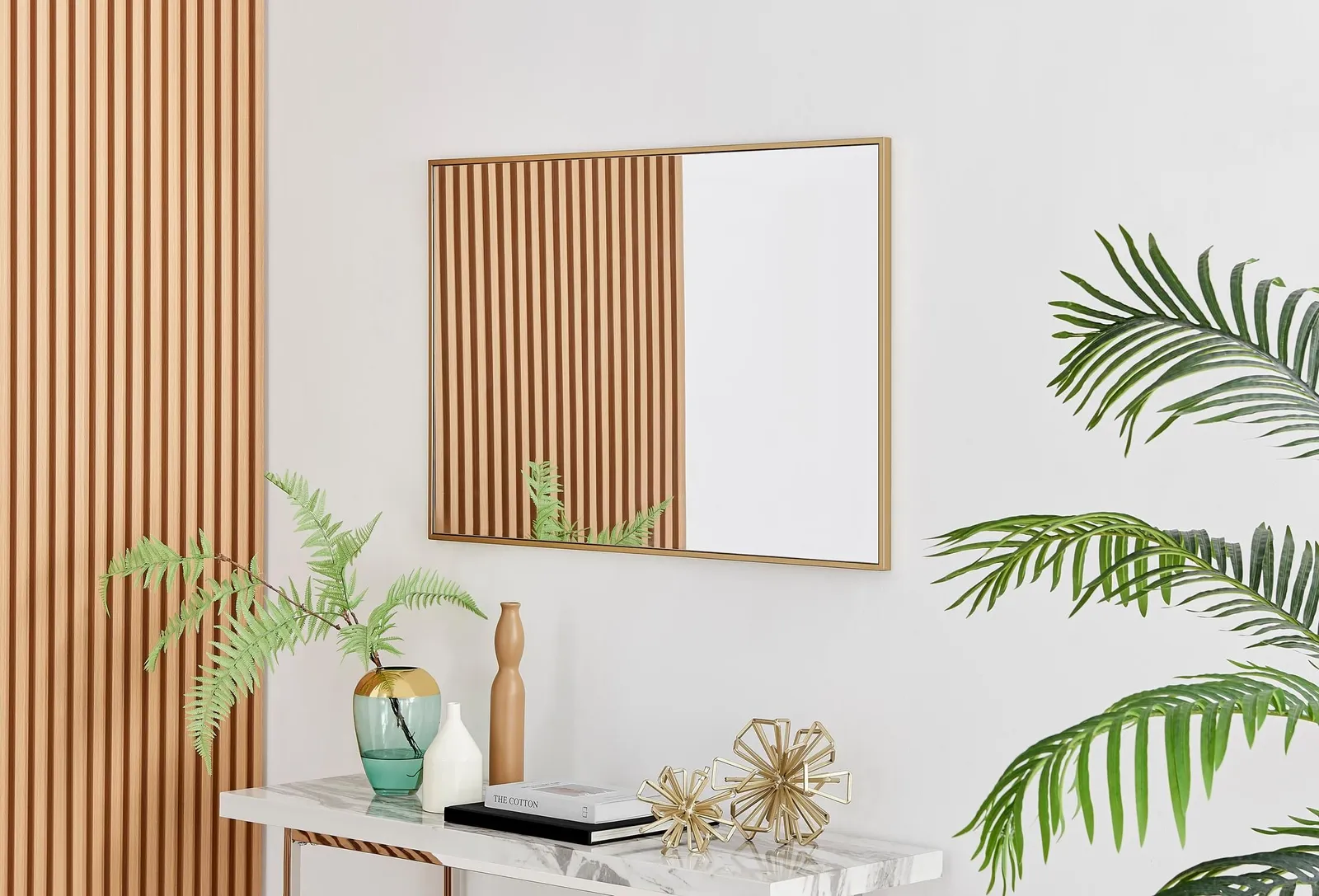 FurnitureboxUK Emma Small 100x66cm Framed Rectangular Vertical Living Room Hallway Wall Mirror in Gold 1