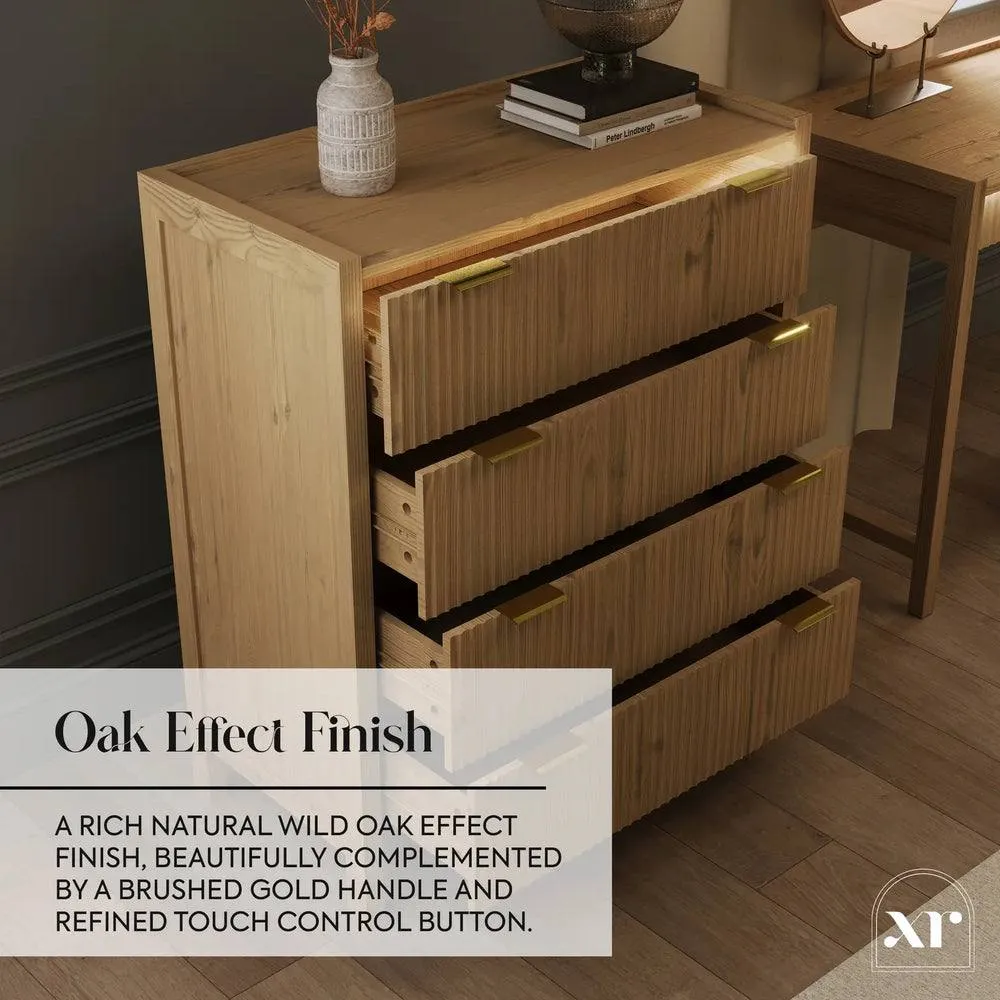 X Rocker XR Living Dak ota Chest of Four Drawers with LED Lights - Wild Oak in Light Oak 6