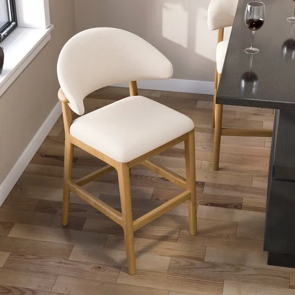 Hugh Modern Stained Counter Height Bar Stool, Fabric 5