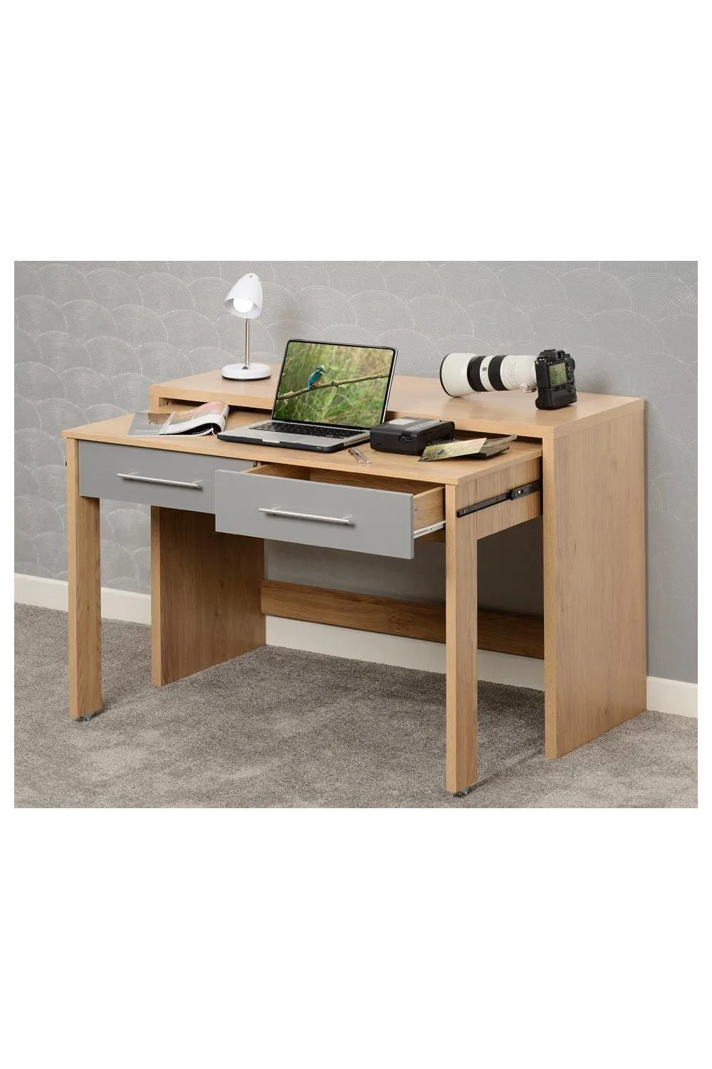 Seconique Seville 2 Drawer Slider Desk in Grey