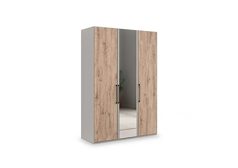 Tullio 150cm 3 Door Hinged Wardrobe with Mirror Door - Pebble Grey