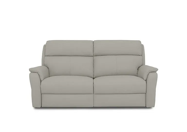 Vito Leather 3 Seater Recliner Sofa with Headrests and Power Lumbar - Torello Tortora