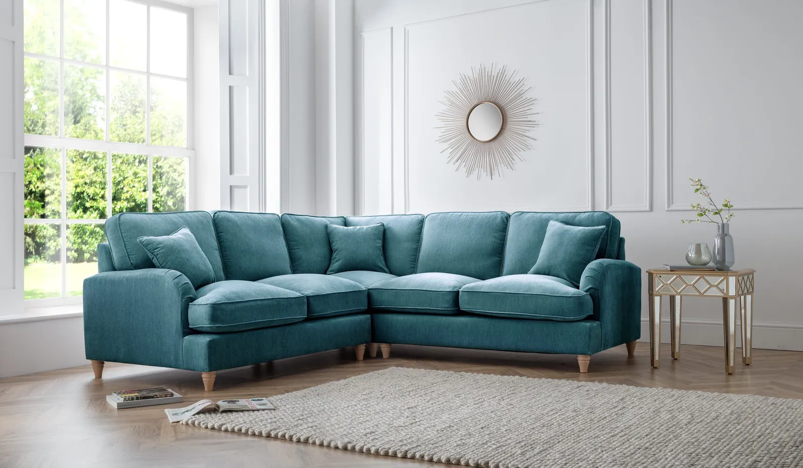 The Great Sofa Company Orla 2 Corner 2 Manhattan Ice (no cutout) in Emerald