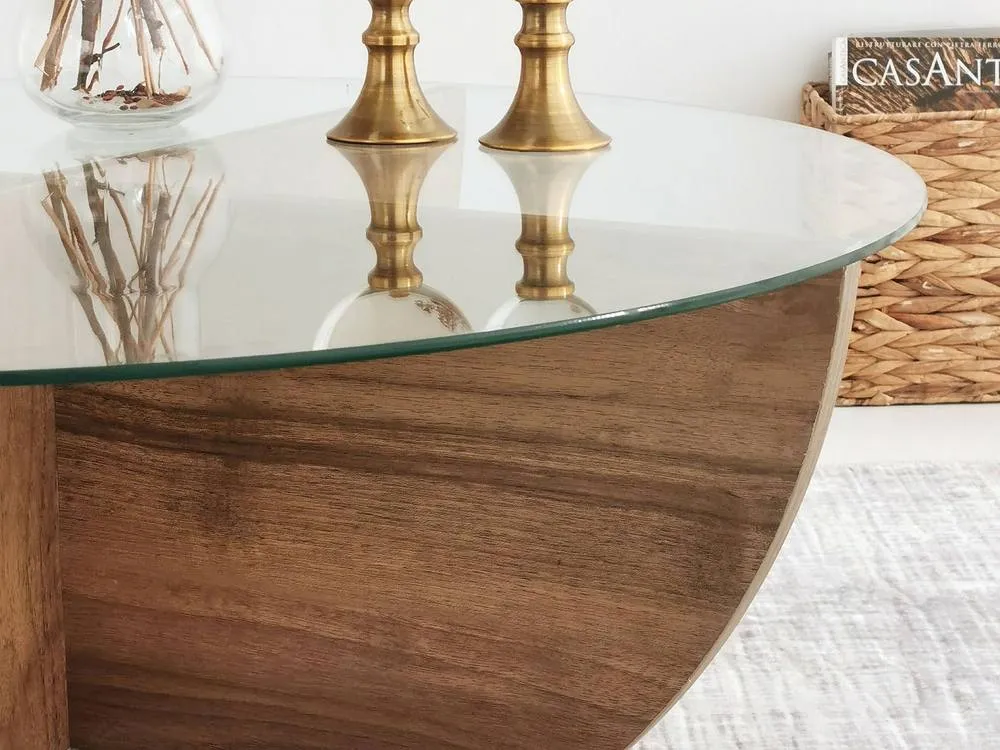 Vente-unique Tempered Glass Coffee Table - Natural & Clear - AYSUN 6