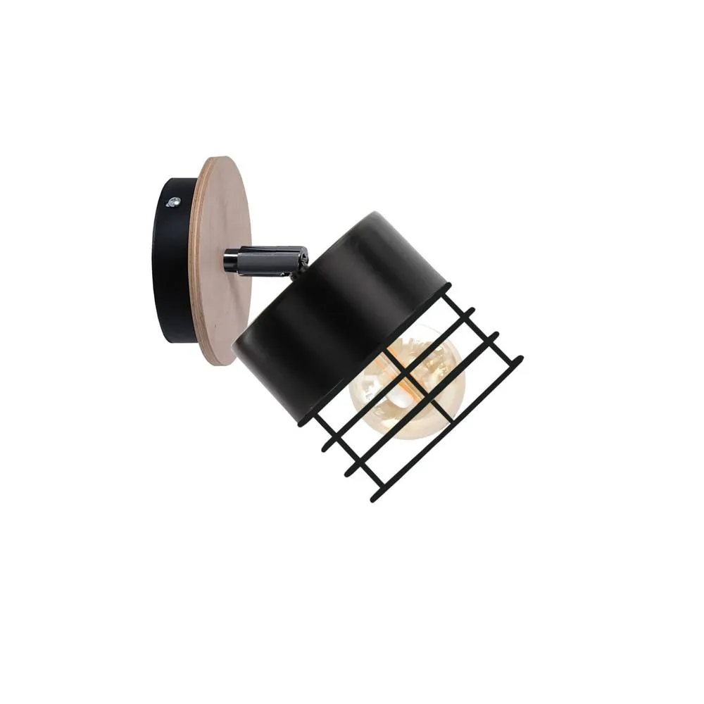 Netlighting Casa Adjustable Wall Lamp Black Wood 12cm 1x E27