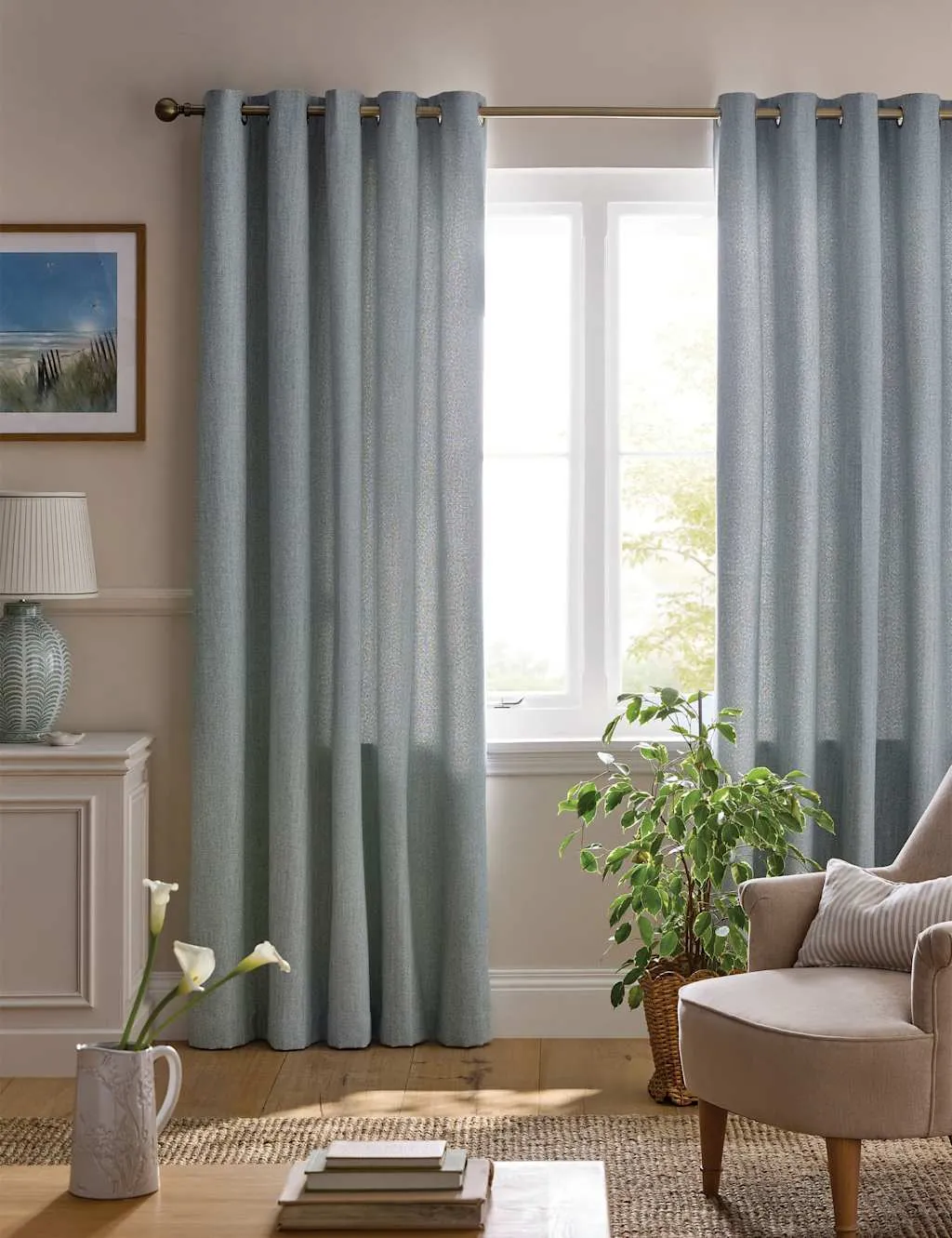 Laura Ashley Saltair Eyelet Curtains Cream