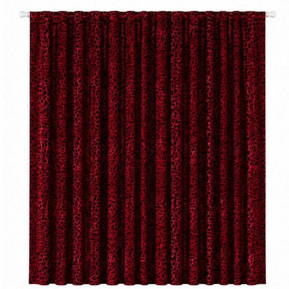Smart Living Luxury Elegant Polycotton Lepord Print Curtains in Red 3