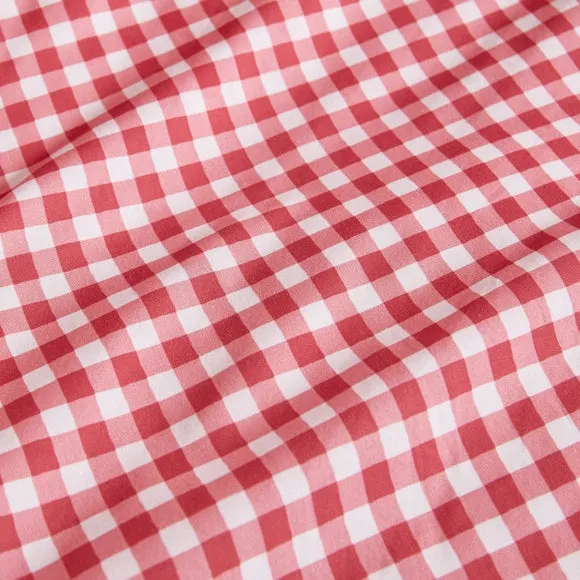 Pink Gingham Frill Quilt Cover and Pillowcase Set 5