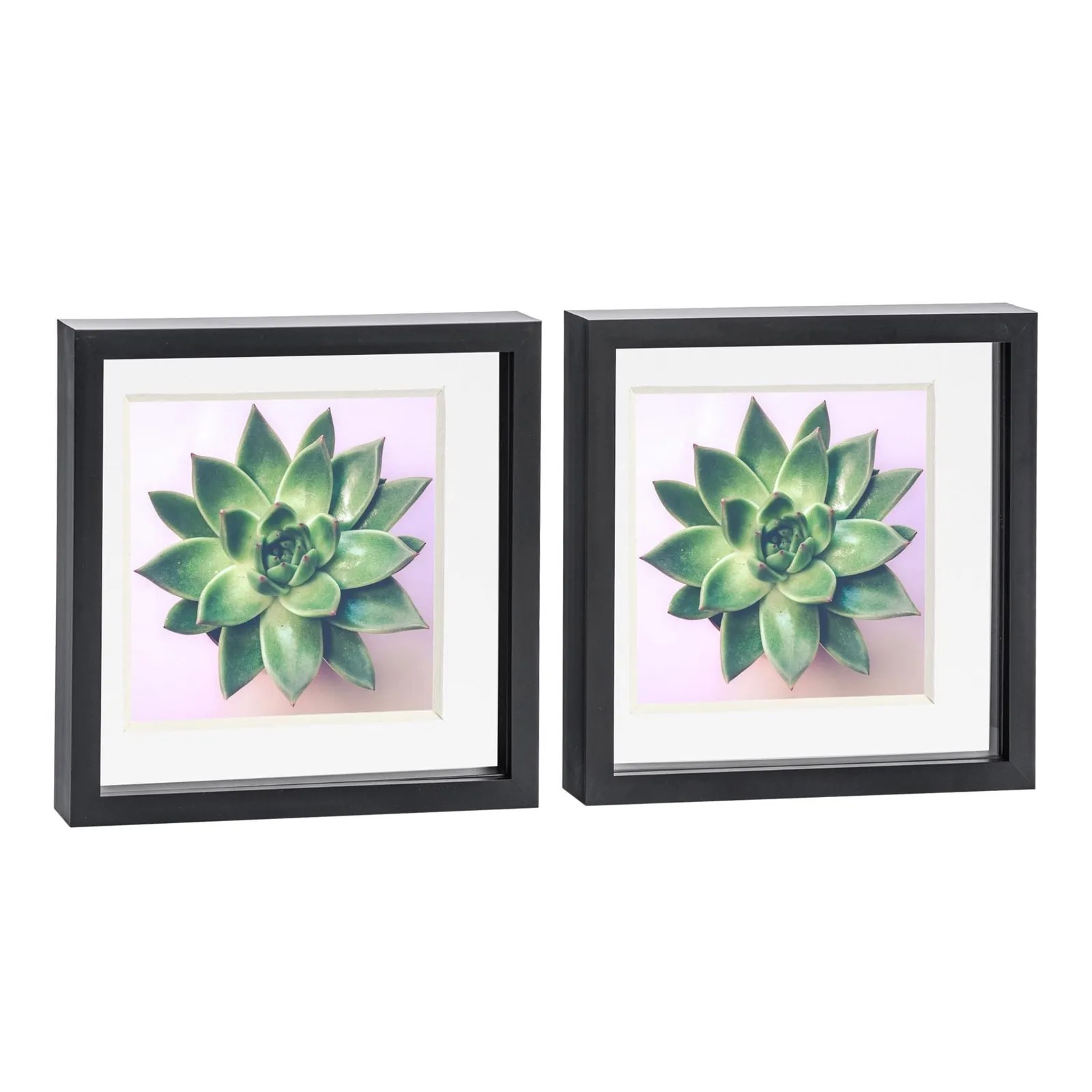 Nicola Spring 10x10" 3D Box Photo Frames 8x8" x2 in White 1