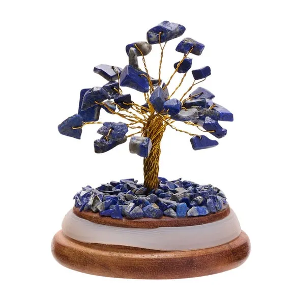 Serenity Lapis Lazuli Gemstone Glass Dome Tree 2