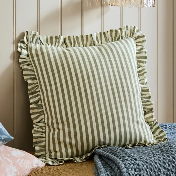 Linford Stripe Frilled Square Cushion Cover