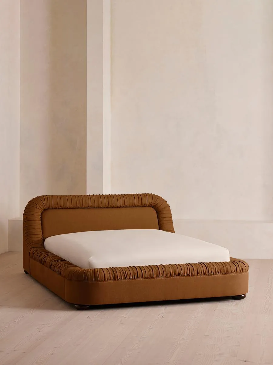 Vara Bed, Super King, Linen, Terracotta