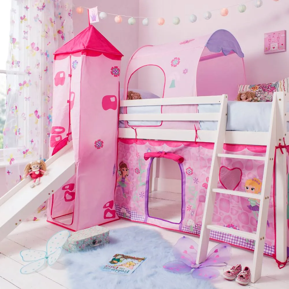 Nöa and Nani Moro Cabin Bed Midsleeper with Slide & Fairies Package in White