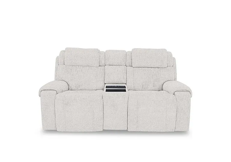 Hollywood Fabric 2 Seater Power Recliner Media Sofa with Power Headrests and Storage Arms - R110 Sand