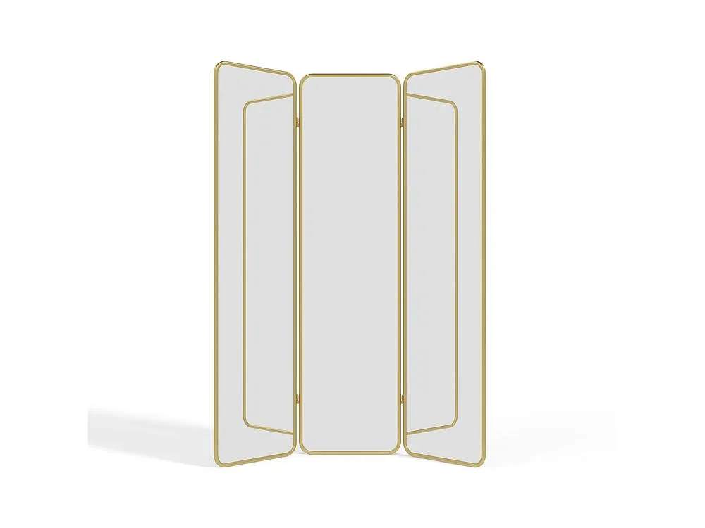 Vente-unique 3-Panel Mirror Room Divider In Metal - W. 146 X H. 180 Cm - Gold 2